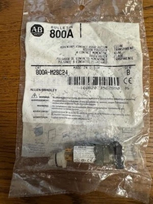 NUEVO Allen Bradley #800A-M2BC24C Ser B Interruptor de botón de contacto momentáneo transparente Foto 1 de 3
