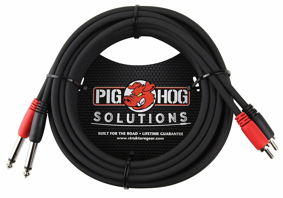 Pig Hog - PD-R1415 - Dual RCA (Male) to Dual 1/4 - 15 ft.- Black - Image 1 of 1