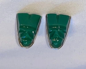 Vintage Mexico Sterling Silver Jade Cufflinks - Picture 1 of 5