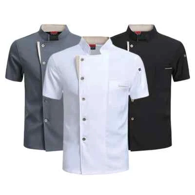 Summer Cook Jacket Restaurant Kitchen Shirt Cooking Costume Bakery Overalls - Image 1 of 4