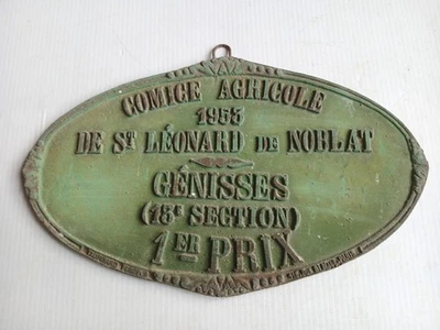 Plaque ancienne concours agricole GENISSE 1er prix 1953 - Photo 1/2