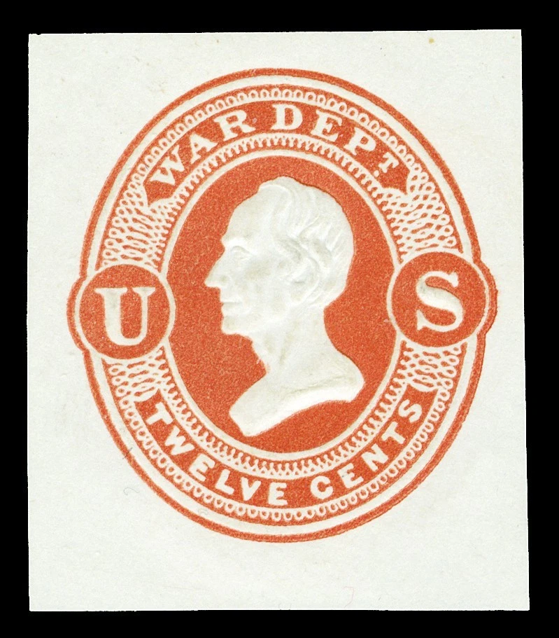 Scott UO26 1873 12c Dark Red on White Cut Square Mint VF 30x34 Cat $90 - Image 1 of 1