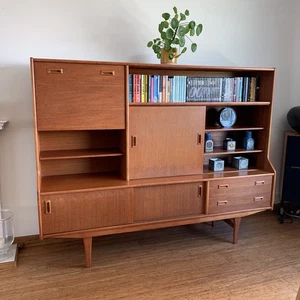 Mid Century Teak Highboard Sideboard Drinks Cabinet Shelving Elliots Of NewBerry - Picture 1 of 14