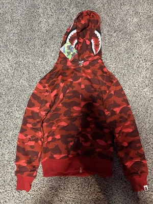 Sudadera con capucha Bape para hombre cremallera completa roja talla mediana Foto 1 de 4