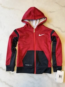 Nike Youth Size 4 University Red/Black Dri-Fit Full Zip Hoodie EUC - Picture 1 of 4
