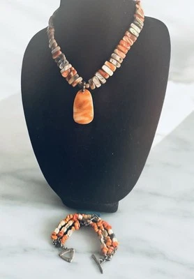 Silpada California Red Abalone Shell 925 Reversible Pendant Necklace & Bracelet - Image 1 of 4