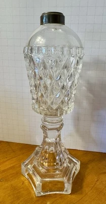 Antigua lámpara de aceite de ballena Boston & Sandwich Glass Co. de 1840-1860 base lámpara de vidrio Foto 1 de 3