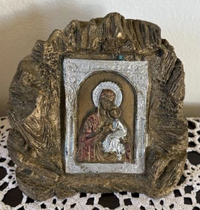Ikone - Zypern - Alabaster - bemalt - Handarbeit - Bild 1 von 8