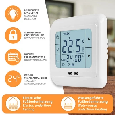 Thermostat Digital Touch Unterputzthermostat Regler Display Programmierbar UP - Bild 1 von 4
