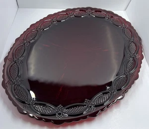 Avon 1876 Ruby Red Cape Cod Oval Serving Platter 13.5" Tray Glass - Picture 1 of 6