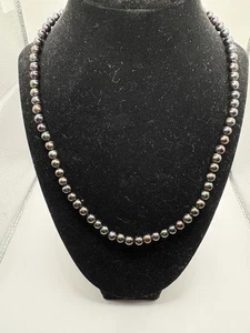 Freshwater Dyed Peacock Pearl Sterling Silver Signed Lucas Lameth Necklace - Picture 1 of 3