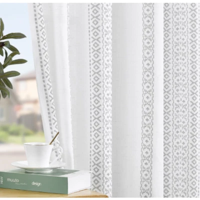 JINCHAN Boho Cortinas de Lino 50 x 84 Blanco Gris Paneles de Cortina Suroeste NUEVO Foto 1 de 4
