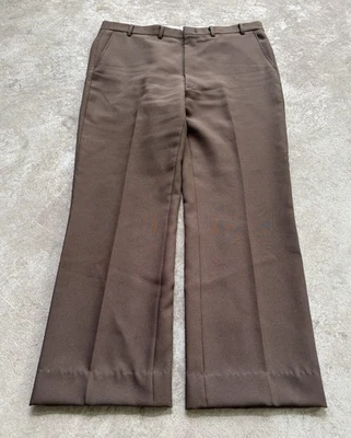 VTG 80s Men’s Bootcut Polyester Chocolate Brown Pants 38x30 Western 9.5” Leg - Image 1 of 4