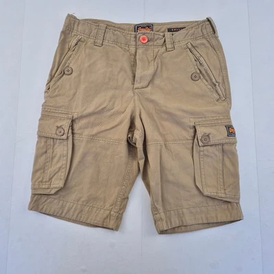 Shorts SUPERDRY pequeno bege masculino carga 100% algodão casual verão ao ar livre - Imagem 1 de 4
