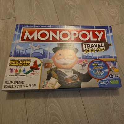 Monopoly Travel World Tour Board Game with Ink Stampers Hasbro 2022 New XMAS - Image 1 of 3