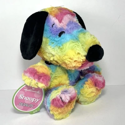 Hallmark Peanuts Gang COLORFUL RAINBOW SNOOPY DOG 6" Plush Stuffed tie dye NEW - Image 1 of 4