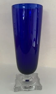 McM Seneca Glass Co. Cobalt Blue 10oz SLIM JIM footed Crystal Tumbler - Picture 1 of 12