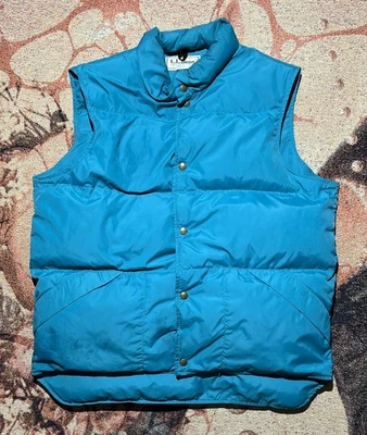 VINTAGE MADE IN USA L.L. Bean Insulated Puffer Goose Down Vest Teal Large - Image 1 of 4