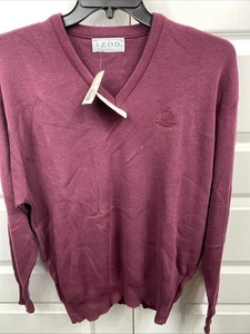 Suéter De Colección Izod Crest Logo Cuello en V Para Hombre Grande Color Vino Sólido Hecho en EE. UU. - Imagen 1 de 7