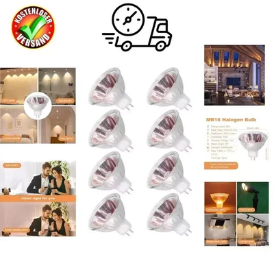 8 Stück MR16 GU5.3 20W 12V Halogenstrahler, Dimmbar 2700K Warmweiß, Halog - Bild 1 von 4