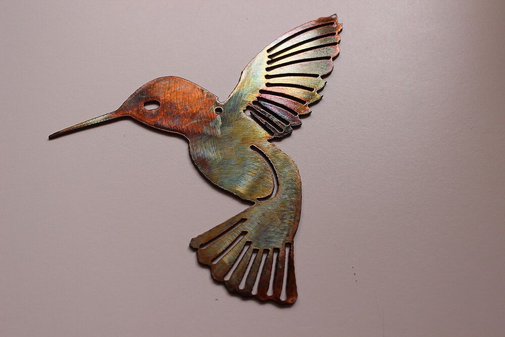 Hummingbird - Metal Wall Art - Copper 12" x 12" 