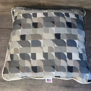 Geometric Pillow 18" X 18" Heavy fabric MCM Made USA Beige Gold Grey Sand - Picture 1 of 6
