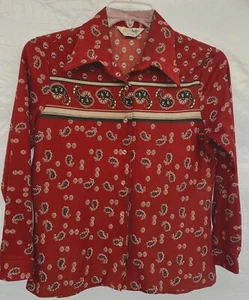 VTG 70's..ECCOBAY..PAISLEY..DISCO..SHIRT / BLOUSE..WOMEN sz MED - Picture 1 of 5