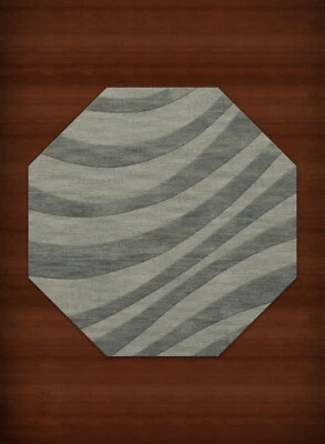 Blue Waves Swirls Stripes Lines Transitional Area Rug Abstract DV12 - Image 1 of 2