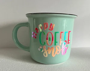 Coffee Theme~  Happy Coffee Snob Custom Pastel Blue/Teal Mug Cup - Imagen 1 de 3