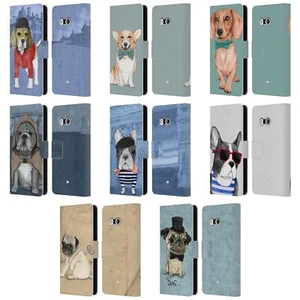 BARRUF DOGS LEATHER BOOK WALLET CASE COVER FOR HTC PHONES 1 - Picture 1 of 7