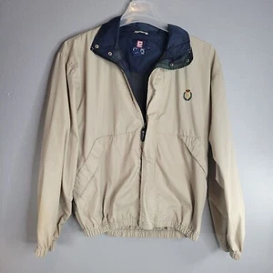 Chaps Ralph Lauren Jacket Mens Med Full Zip Beige Khaki Twill Harrington Vintage - Picture 1 of 11