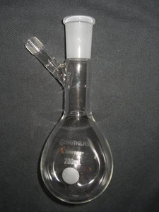 Chemglass 24/40 Airfree Schlenk 200mL Glass Reaction Flask, No Valve, *Chipped* - Picture 1 of 3