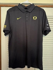 Nike Oregon Ducks Polo Shirt Black Team Issue PE Mens Large L UO Basketball - Picture 1 of 6