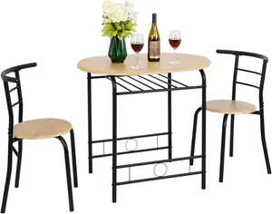 3 Piece Dining Set,Small Kitchen Table Set for 2,Breakfast Table Set for 2,Kitch - Picture 1 of 6