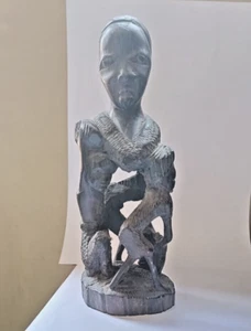 Tribal African Vintage Figurine Ebony Wood Head Bust Sculpture statue Rare 8.5" - Picture 1 of 6