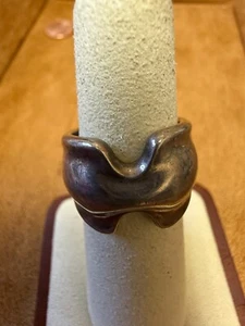 Vintage RLM Studio 925 Sterling-Silver Two-Curved Designer Ring Size 6 4489 - Picture 1 of 5