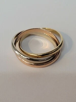 女式 3 多色黄色白色玫瑰金 14K 可移动戒指 尺寸 8.75 (M5) — 第 1/4 张图片