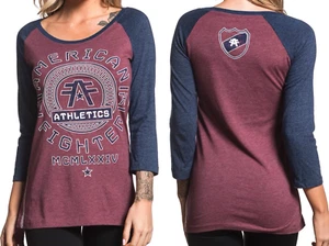 AMERICAN FIGHTER Women's T-Shirt PARK RIDGE RAGLAN Tee Biker - Picture 1 of 6