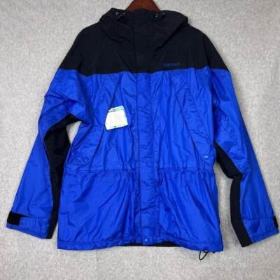 VTG 90s Marmot Gore-Tex Shell Jacket Men's Size L Blue Full Zip Hooded Outdoor - Image 1 of 4