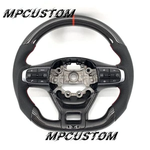 Black Real Carbon Fiber Steering Wheel fit For KIA K3 K5 2021 2022 2023 2024 25 - Picture 1 of 8