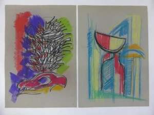 Expresionismo abstracto bodegones composición pastel tiza Edwin Koch (50) - Imagen 1 de 6