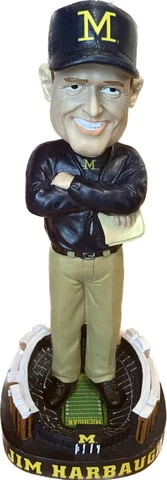 Jim Harbaugh Michigan Wolverines Michigan Stadium Base Bobblehead NCAAF Cover