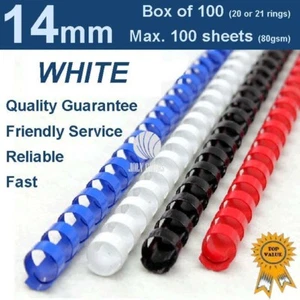 14mm Plastic Binding Combs WHITE - 20 or 21 ring (Box of 100) - Picture 1 of 3