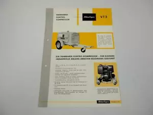 Prospekt Atlas Copco VT3 Fahrbarer Kompressor Elektro ca. 1960 - Bild 1 von 1