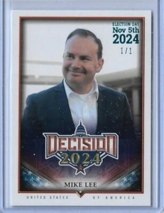 2024 DECISIONE ~ CARTA SENATORE MIKE LEE "ICE BLUE FOIL" #114 ~ 1/1 CAPOLAVORO - Foto 1 di 2