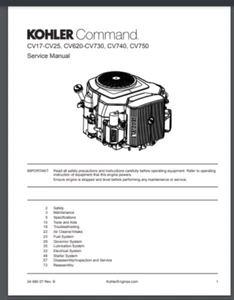 Kohler Command Engine CV17 CV18 CV20 CV22 CV23 CV25 Werkstatt Service Handbuch 88 Seiten - Bild 1 von 1