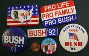 1992 Republican GOP George Bush Dan Quayle for President 6 Pin Set Pro Life too - - Bild 1 von 1