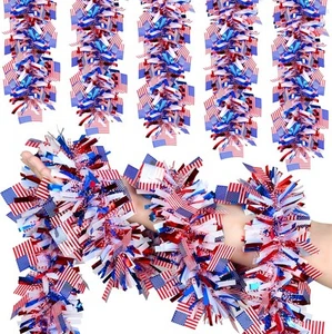 33FT 4th of July Patriotic Tinsel Garland, Glitter Blue,white,red  - Picture 1 of 6