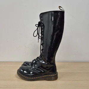 Dr Martens 1b60 20 Holes Knee High Black Patent Leather Tall Boots Uk 4 Eu 37 #2 - Picture 1 of 11