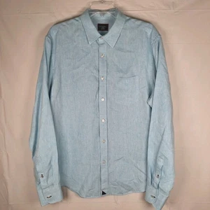 Untuckit Grachetto Shirt Mens Large Blue 100% Linen Long Sleeve Button Up Preppy - Picture 1 of 10